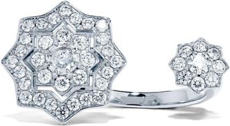 David Morris 18kt white gold Astra diamond double ring - women - 18kt White Gold/Diamond - 51 - Silver