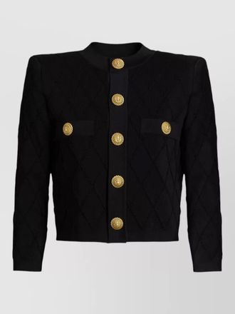 Balmain cropped cardigan diamond pattern nylon silk