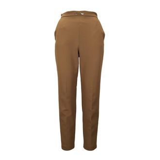 Elisabetta Franchi Slim-fit Trousers, female, Brown, Size: M Slim-fit Trousers