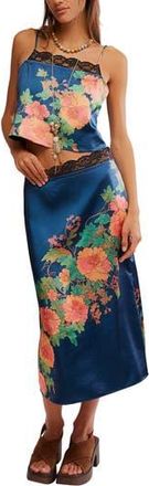 Free People Salvatore Floral Lace Trim Camisole & Midi Skirt Set in Reflecting Pond Comb at Nordstrom Rack, Size X-Large