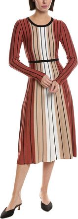 T Tahari Vertical Colorblock Stripe Midi Dress