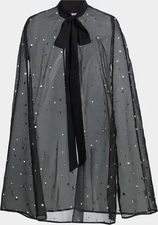 Carolyn Rowan Hand-Embroidered Silk Organza Cape