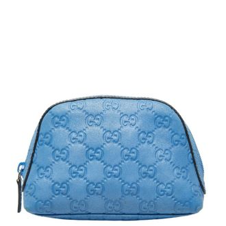 Gucci Blue Leather Pouch (Pre-Owned)