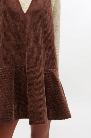 Ganni Brown Corduroy Mini Dress - Size 32 Organic Cotton
