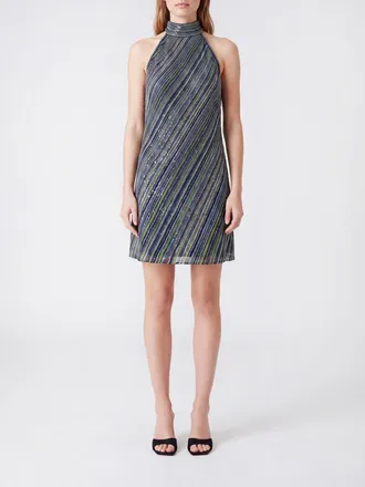 Missoni Mini abito a tubino a righe multicolor con paillettes e scollo allamericana