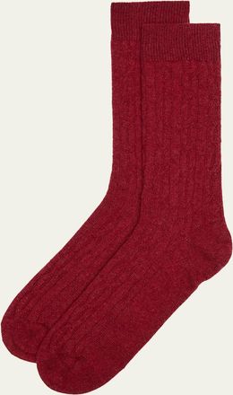 Bresciani Mens Cashmere Cable Knit Mid-Calf Socks