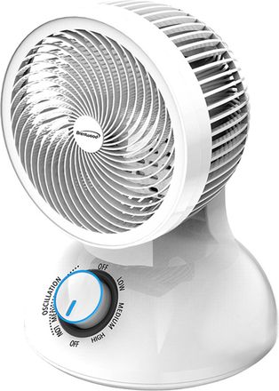 Brentwood 6 Inch Three Speed Oscllating Circulator Desktop Fan with Timer and Remote Control in White