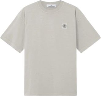 Stone Island T-shirt van gekamd katoenen jersey - Heren - T-shirts - Grijs - L - Katoen - Tops