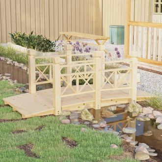 Berkfield Home Garden Bridge with Railings 150x67x56cm Solid Wood Spruce in Brown | Size: 150 x 67 x 56 cm