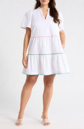 Sugarlips Candace Tiered Mini Dress in White at Nordstrom, Size 1X