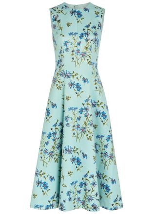 Emilia Wickstead Mara Floral-print Faille Midi Dress - Blue - 10 (UK10 / S)