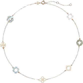 Tory Burch Forget Me Not Mother-of-Pearl & Pav&eacute; Necklace in Tory Gold /Multi at Nordstrom