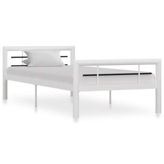 Berkfield Home Bed Frame White & Black Metal 100x200 cm