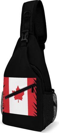 Generic Canadian Flag Unisex Shoulder Bags Casual Crossbody Chest Bag Sling Backpack for Hiking Cycling Travel