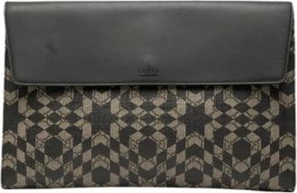 Gucci Pre-owned Clutches, female, Brown, Size: ONE SIZE Pre-owned Coated Canvas Clutch