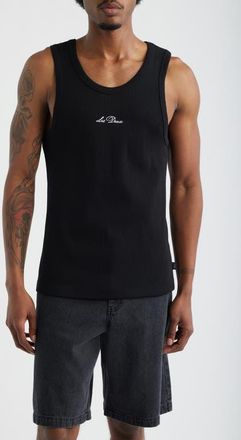 Les Deux Arthur Logo Embroidered Rib Tank in Black at Nordstrom, Size Xx-Large