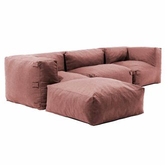 Oviala Sof&aacute; de esquina modular con 1 sill&oacute;n, 2 &aacute;ngulos y 1 puff en terracota