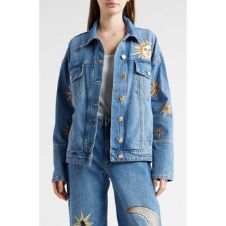 Farm Rio Mistical Denim Jacket at Nordstrom, Size Xx-Small