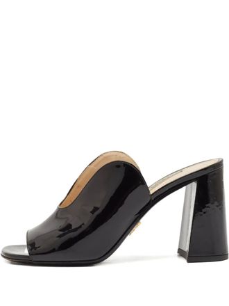 Prada 70mm leather heeled mules - Black