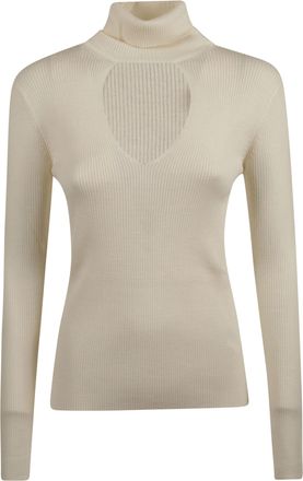 P.A.R.O.S.H. Leila Ribbed Wool Heart Turtleneck Sweater