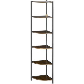 HOMCOM Libreria ad Angolo Moderna a 6 Ripiani in MDF e Metallo 34x34x166cm