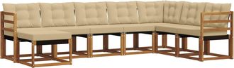 vidaXL Conjunto De Sof&aacute;s De Exterior 8 Uds. Natural Y Beige Vidaxl