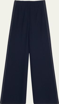 Veronica Beard Elin Wide-Leg Side Stripe Pants