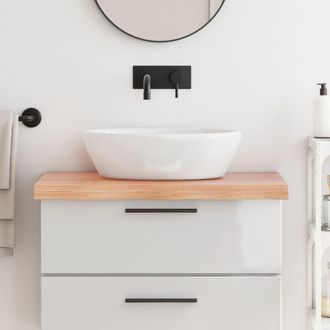 Berkfield Home Bathroom Countertop Light Brown 80x60x(2-6) cm Treated Solid Wood