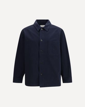 Saint Laurent Giacca Camicia Cassandre in gabardine con logo Man XL