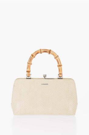 Jil Sander Snakeskin Handbag with Bamboo Handle size One Size