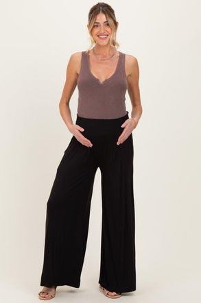 Pinkblush Smocked Waist Wide Leg Pants in Black at Nordstrom, Size Medium