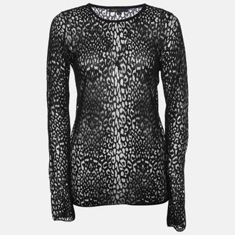 Maje Black Patterned Lace Full Sleeves Top S
