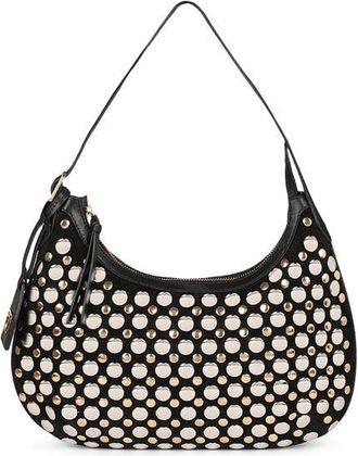 Raf&eacute; New York Alva Studded Hobo Crossbody in Black at Nordstrom, Size Medium