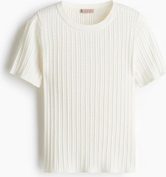 H&M Shirt mit Zopfmuster - White