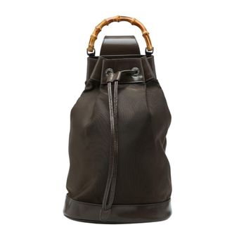 Gucci Brown Nylon Leather Shoulder Bag Sling Bag (Pre-Owned)