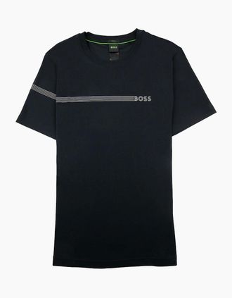 HUGO BOSS Mens Hugo Boss Cotton-blend T-shirt With Stripes And Logo Black 001 - Size: 40