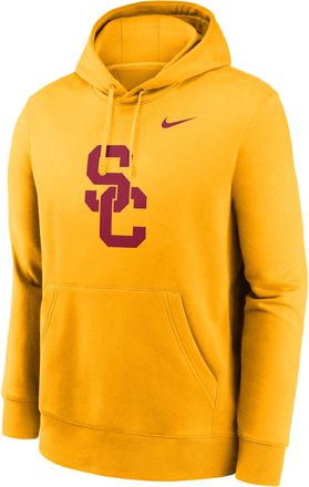 Nike USC Trojans Primetime Club Primary Logo Nike Mens College Pullover Hoodie in Yellow | NKDK76ISCJ-PTF
