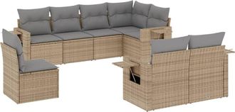 vidaXL Vidaxl - Juego De Sof&aacute;s De Jard&iacute;n Con Cojines Beige 8 Pzas Rat&aacute;n Pe