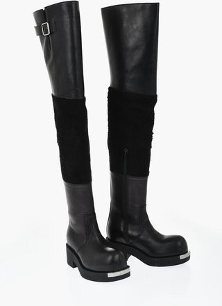 Maison Margiela MM6 Leather Over-The-Knee Boots With 5cm Suede Insert size 36,5