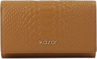 Kazar Leren portemonnee met een exotisch patroon - Dames - Portefeuilles - Bruin - ONE Size - Leer - Accessoires