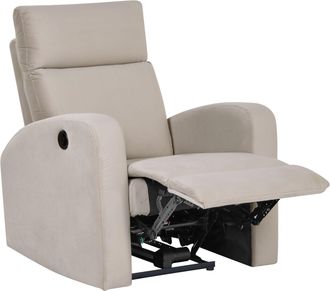 Beliani Poltrona Reclinabile Elettricamente In Velluto Bianco Crema Verdal