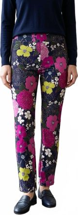 Jude Connally Lucia Autumn Blooms Orchid Pants In Magenta & Navy Floral