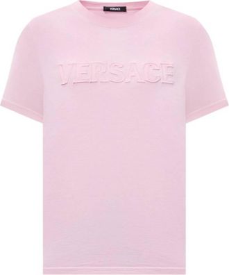 Versace Logo-Applique Crewneck T-Shirt, Brand Size 38 ( US Size 2 )