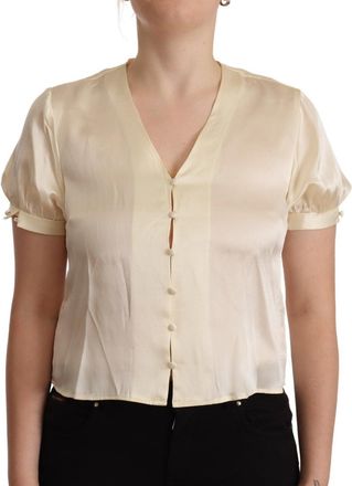 L'autre Chose Blouse Silk Short Sleeves V-neck Womens Top (Pre-Owned)