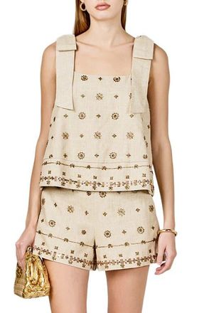 endless rose Beaded Sleeveless Top in Natural at Nordstrom, Size X-Small