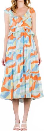 THML Clothing Abstract Print Maxi Dress In Multi