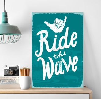 Queence Metallbild »Ride the Wave« Motivationsbilder Schriftzug Schriftzüge 1 Stk. tlg. Stahlschilder