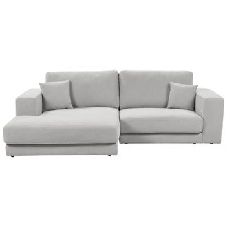 Beliani Sof&aacute; Esquinero Estilo Minimalista Tapizado En Tela Con Cojines Adicionales 3 Plazas A La Derecha En Color Gris Claro Lofoten