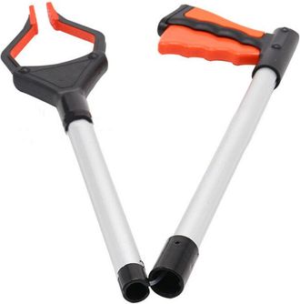 OEM 80cm Folding Grabber, 32 Inch Extendable Garden Waste Collector, 90&deg; Rotating Head, Non-slip Jaw, Aluminum Tubes, Comfortable Rubber Handle (oran)