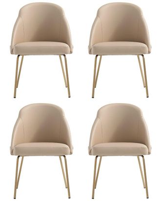 Manhattan Comfort Set of 4 Gracie Modern Leatherette Dining Chairs with Steel Legs